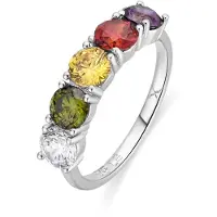 Luxenter Ring in metaallegering en multicolor zirkonia afgewerkt in rhodium - Mund