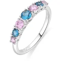 Luxenter Ring in metaallegering en multicolor zirkonia afgewerkt in rhodium - Zebe