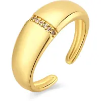 Luxenter Brilliant Metal en Zirconia Alloy Ring afgewerkt in 18 karaats geelgoud - Dushli