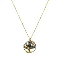 Luxenter collier, budleia van metaallegering en veelkleurige toermalijn, 18K vergulde afwerking
