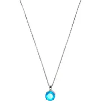 Luxenter Ketting met blauwe topaas zirkonia, zilveren afwerking - Amkru