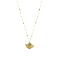 Luxenter Turkooizen collier afgewerkt in 18K geel goud - Kumora