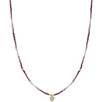 Luxenter Sterling Zilver 925 en Rose Kristal ketting afgewerkt met 18k geel goud - Hart