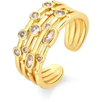 Luxenter Ring in Brilliant Metal en Zirconia Alloy afgewerkt in 18 karaats geel goud - Ulethel