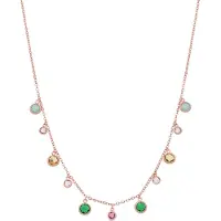 Luxenter ketting in metaallegering en multicolor zirkonia, afgewerkt in 18 karaat roségoud - Huis