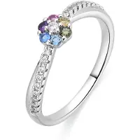 Luxenter ring in metaallegering en meerkleurige zirkonia rhodiumafwerking - Zetrana