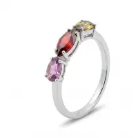 Luxenter ring in metaallegering en meerkleurige zirkonia afgewerkt in rhodium - Prazma