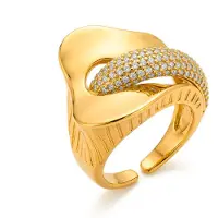 Luxenter Ring met schitterende zirkonia, afgewerkt in 18 karaats geelgoud - Lefri