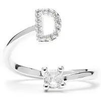 Luxenter Ring met glanzende zirkonia, zilveren afwerking - Alphabet