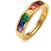 Luxenter Ring met veelkleurige zirkonia, afgewerkt in 18 karaats geelgoud - Kasee