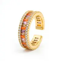 Luxenter Ring in metaallegering en multicolor zirkonia, afgewerkt in 18k geelgoud - Baldlal