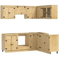 vidaXL Kast SKI, 8 stuks, honingbruin, massief dennenhout
