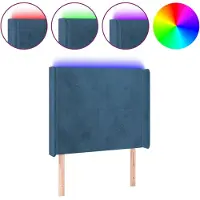 vidaXL Hoofdbord LED 103x16x118/128 cm fluweel donkerblauw