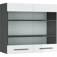 Vicco Fame-Line Glazen keukenkast – 80 cm Wit Hoogglans