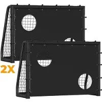 OEM Kindervoetbaldoel met twee frames, afmetingen 180 x 120 x 60 cm, met een verzinkt stalen frame en een net, geschikt voor gebruik in de tuin.