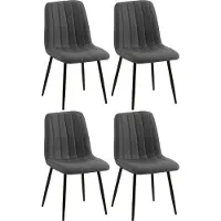 CLP Dijon Set van 4 Eetkamerstoelen - Zonder armleuning - Metaal onderstel - donkergrijs Stof