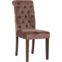 CLP Essstoel Lisburn, bekleed met fluweel, met rugleuning en vloerbeschermers, bruin. Materiaal: fluweel