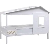 CLP Kinderbed Tessa, gemaakt van grenenhout, met dak en raam | Kleur: wit