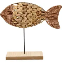 Décoris Vis Touw Op Voet H30cm Bruin bruin Touw Decoratief beeld of figuur