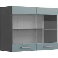 Vicco R-Line Glazen keukenkast – 80 cm Blauw-grijs