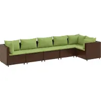vidaXL 6-delige Loungeset met kussens poly rattan bruin