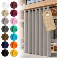 Pemicont Lantigo Buitengordijn Zilver 155x200 cm UV-bestendig | Buitengordijn pergola overkapping tuin balkon ringen