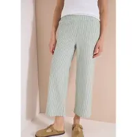 Cecil Dames 7/8 Wide Legs broek in seersucker stof - Blauw - XL