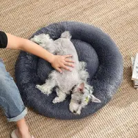 OEM Draagbaar hondenbed - Hondenbed met pluisvulling/PP-vulling - Rond hondenbed - Huisdierenbed - Hondenbed met pluisvulling - Comfortabel hondenbed - Hondenmand - Donkergrijs hondenbed