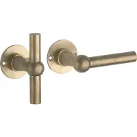 Artitec Deurklink op ongeveerd rozet Chemin de Fer L/T 100mm messing antiek