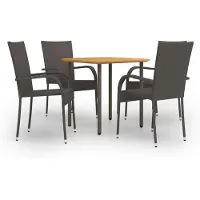 vidaXL 5-delige Tuinset poly rattan bruin