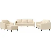 vidaXL 4-delige Loungeset met kussens stof crèmekleurig