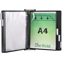 Tarifold Informatiebord, Wandhouder 5 displayborden zwart met draadframe, geplastificeerd geschikt voor DIN A4