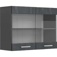 Vicco R-Line Glazen keukenkast – 80 cm Zwart beton