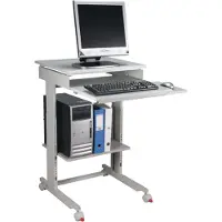 Twinco Bureau voor computergebruik, hoogte 720-1100 mm, breedte 600 mm, diepte 500 mm, lichtgrijs, RAL 7035, met wielen