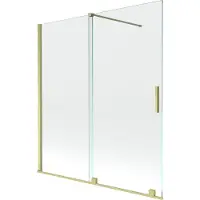 Mexen Velar badwand 2-vleugelig schuifbaar 150 x 150 , transparant, goud geborsteld - 896-150-000-01-55