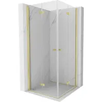 Mexen Mist-F Duo vouwbare douchecabine 80 x 80 , transparant, geborsteld goud - 8A6-080L-080P-55-00