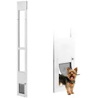 DUOKU Hond- en Katvriendelijke Glazen Schuifdeur Hondendeur--Verstelbare Hoogte van 1927 tot 2049 mm-Maat M