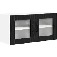 vidaXL Wandglas Kasten LUCCA Zwart eiken 80 x 31 x 40 cm Bewerkt hout