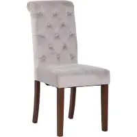 CLP Essstoel Lisburn met rugleuning in Chesterfield-stijl, grijs. Materiaal: fluweel