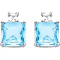 Luxenter Sterling zilveren 925 oorbellen met gerhodineerde aquamarijn zirkonia - Bashu