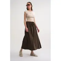MixRay Hoge Taille Poplin Rok met Trekkoorddetail