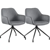 CLP Novanis Eetkamerstoelen Set van 2 - Draaibaar 180° met Terugkeerfunctie - Armleuningen - Metalen Frame Fluweel/donkergrijs