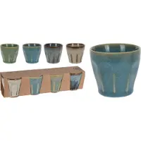 Excellent Espresso koffiekopjes - porselein - klein - multi kleuren - set 4x stuks - 90 ml