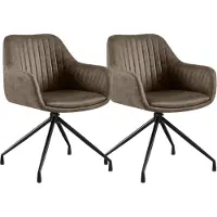 CLP Welby Set van 2 eetkamerstoelen - met armleuning - klassiek - draaibaar - Vintage kunstleer/grijs