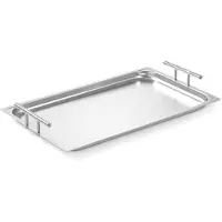 Hendi Dienblad rechthoekig - 53 x 32,5 x 7 cm - roestvast staal - met handgrepen - zilverkleurig - serveren en presenteren - horeca en catering