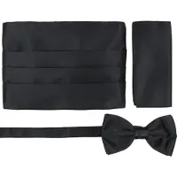Suitable Cumberband Strik Pochet Set Zwart -