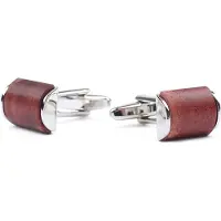 Suitable Manchetknoop Raised Wood Zilver -