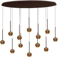 Lucide LED-pendellamp Calina – 12 lampen – Donkerbrons – 84W – Kleurtemperatuur instelbaar – Dimbaar