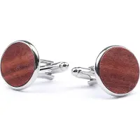 Suitable Manchetknoop Rose Wood Zilver - | Bruin | Maat one size