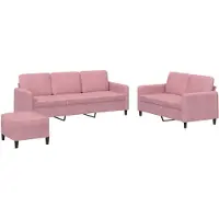 vidaXL 3-delige Loungeset fluweel roze